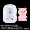 Silikonform für niedliche Schweine-Tortenfiguren und fertige rosa Tierfigur aus Schokolade - Transparenter Schwein (B819)