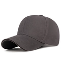 Minimalist solid dark grey cotton baseball cap with curved brim in a 45-degree side view - Adjustable / Gray