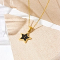 Golden titanium necklace featuring a black star pendant with a minimalist design - Letter I Style (D112)