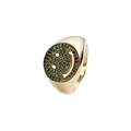 Gold-plated adjustable punk smile ring with green cubic zirconia pave setting - Adjustable Open / Gold Seal Green Zirconia Base Smile Face