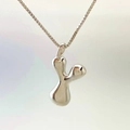 Polished silver bubble initial pendant necklace with a chunky 3D balloon letter design - Letter Y / Silver