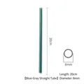 Blue-gray straight heat-resistant glass straw, 20cm long and 8mm diameter for drinks - Straight / Blue Grey