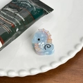 Mini-Haarklammer aus hellblauem Seepferdchen mit Perlmutt-Effekt und Goldrand - Seepferdchen-2.2cm