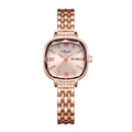 Elegante quadratische Damenuhr in Roségold mit champagnerfarbenem Zifferblatt - Square Sugar Damen-Roségold Weißes Zifferblatt (Doppelkalender)
