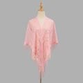 Scialle di pizzo rosa con ricamo floreale ed eleganti frange per le donne - Rosa