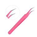 Pink precision curved nail art tweezers for rhinestones with detail macro view zoom - Pink Curved Tweezers