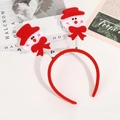 Diadema navideña con muñecos de nieve de peluche y marco rojo con resortes festivos - Muñeco de Nieve / Rojo/Blanco