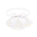 White pet bowtie with mesh star lace, cute macaron style accessory for cats and dogs - White