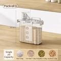 Set of 3 transparent 1.5L grain storage containers with measuring cups and handles - 3 Pack - 1.8L Cereal Jar