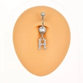 Piercing ombelico in acciaio inossidabile con zircone rotondo e ciondolo lettera H - Lettera H (Z-251) / Argento
