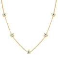 Collana dorata con cinque ciondoli a stella malocchio e dettagli in smalto blu - Stella Evil Eye (NC-2013G03)