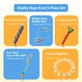 5-piece dog cotton rope toy set for puppy teething including carrot and ball shapes - 5-Piece Tough Rope Knot Challenge Set