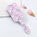Pink unicorn cartoon hairbrush with cushioned bristles and starry sky pattern - Pink Horse