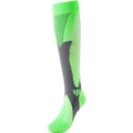 Elastic compression socks in vibrant fluorescent green and charcoal grey for athletic use - Green