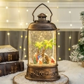 Lanterna natalizia vintage in bronzo con presepe e suggestivi effetti neve cadente - Presepio Bronzo