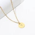 Minimalist 18k gold plated stainless steel necklace with round 'Y' letter pendant - Gold Y