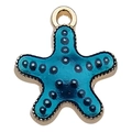 Ciondolo a stella marina in smalto blu con bordo dorato per creazione gioielli fai da te - Stella Marina Oceano / Blu