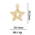 Vue détaillée du pendentif étoile plaqué or 18k avec dimensions de 24,2 mm et 24,1 mm de large - Pendentif Pentagramme en Métal Doré (DZ-192)