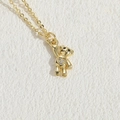 Elegant gold necklace with a teddy bear pendant featuring zircon heart details on white background - Bear Zirconia / 14K Gold