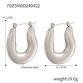 U-shaped titanium steel silver earrings for women with detailed size measurements - Titanium Steel / Silver Earrings