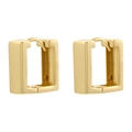 Eleganti orecchini a cerchio geometrici quadrati dorati con texture metallica lucida su bianco - VE1504 Stile Quadrato Geometrico / Oro