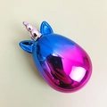 Detail of cute unicorn hair brush with blue-purple gradient electroplated shiny finish - Iridescent Purple Blue Gradient