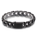 Bracciale da uomo nero a catena cubana in acciaio inossidabile con finitura opaca - Stile Nero Lucido / 22cm / Nero