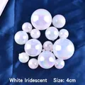 Iridescent white pearl cake toppers in 4cm size set on luxury blue silk fabric - 4cm / Iridescent White