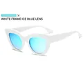 Vintage cat eye sunglasses with a white frame and ice blue mirrored lenses - White Frame Ice Blue