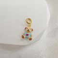 S925 silver teddy bear pendant with blue heart shirt on geometric display stand - Style L (Bear - Blue Shirt)