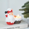 Christmas Santa Claus candle holder with snowy texture and small basket for tealights - New Santa Claus