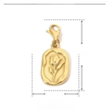 Detail view of a gold stainless steel rose pendant with dimensions and weight - YF102 Gold Rose Embossed Oval Tag (29x12mm)