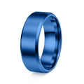 8mm matte blue brushed stainless steel ring with polished inner lining and flat edge - 8mm / US 6 / Blue
