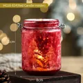 Red glass candle holder with ice crackle texture and metal handle, size 8x11cm - Large Portable (11x8cm) / Ice Crackle Red (Metal Handle)