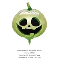 Mini green pumpkin foil balloon with spooky face for Halloween party decor - Mismatched Eyes Green Pumpkin