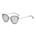 Chic cat eye sunglasses with translucent grey frames and slim silver metal temples - Grey Silver Frame Grey Lens C10