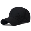 Black distressed baseball cap with embroidered PEACE patch and curved brim for women - Black
