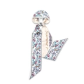 Detail of floral silk scarf tied in a bow featuring elegant Summer typography - Cream Floral-Summer (X-21-11)
