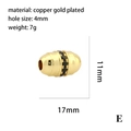 Détail d'une perle œil de cœur en cuivre plaqué or 18K avec zircon et dimensions précises - Perle Ovale Noire(P03060)