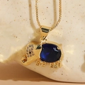 Colgante de elefante dorado con gema azul oscuro y detalles de circón brillante - Azul Real