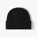 Classic black knitted beanie with a folded cuff for women winter outdoor warmth - Black