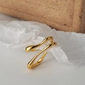 Minimalist gold S925 silver ring featuring irregular liquid metal flow lines - 925 Silver / 18K Gold (Single)