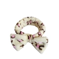 Beige coral fleece headband with leopard print and large bow for face washing - Pink Polka Leopard