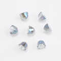 Macro shot of 8mm iridescent crystal glass bell pendants for DIY jewelry making - Semi-transparent Blue