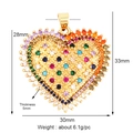 Gold plated heart pendant with multicolor zircon stones and detailed dimensions - Colorful Gemstone Heart / Gold