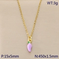 Golden titanium steel necklace with a light purple chili pepper pendant on beige background - Light Purple Pepper (KN292123-Z)