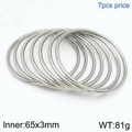 Set of 7 silver stainless steel round bangles with 65mm inner diameter for women - 7Pcs Set-Silver (KB124190-LO)