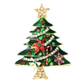 Eleganter Weihnachtsbaum-Brosche mit grüner Emaille und bunten Kristall-Rheinsteinen - HC0081 Grüner Weihnachtsbaum