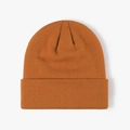 Simple burnt orange double-layer thickened knitted winter beanie for men and women - 6-Seam Caramel