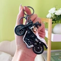 Detailed mini alloy motorcycle model keychain featuring vibrant orange flame decals - Harley-davidson Motorcycle - White